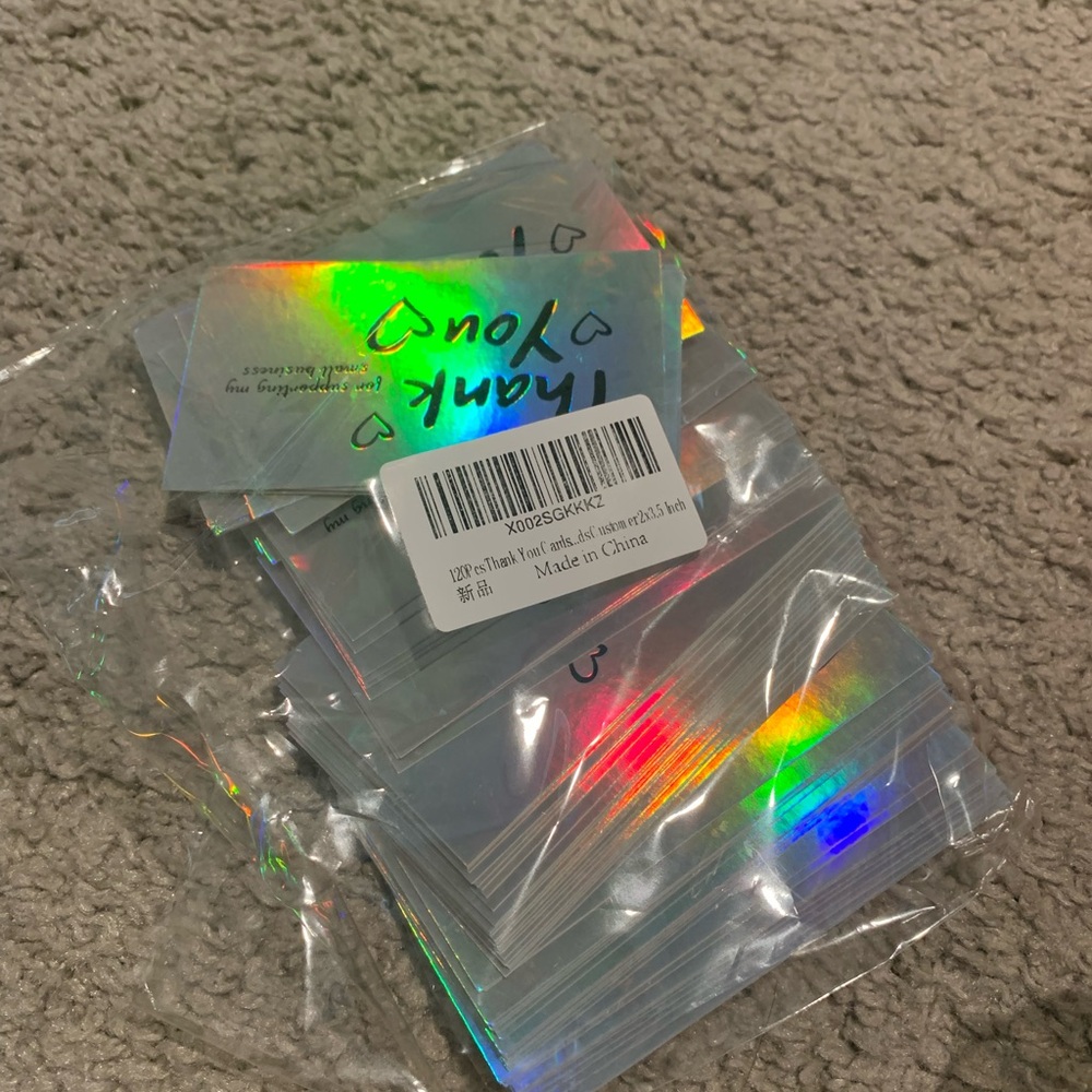 120pcs Holographic Thank You Cards
